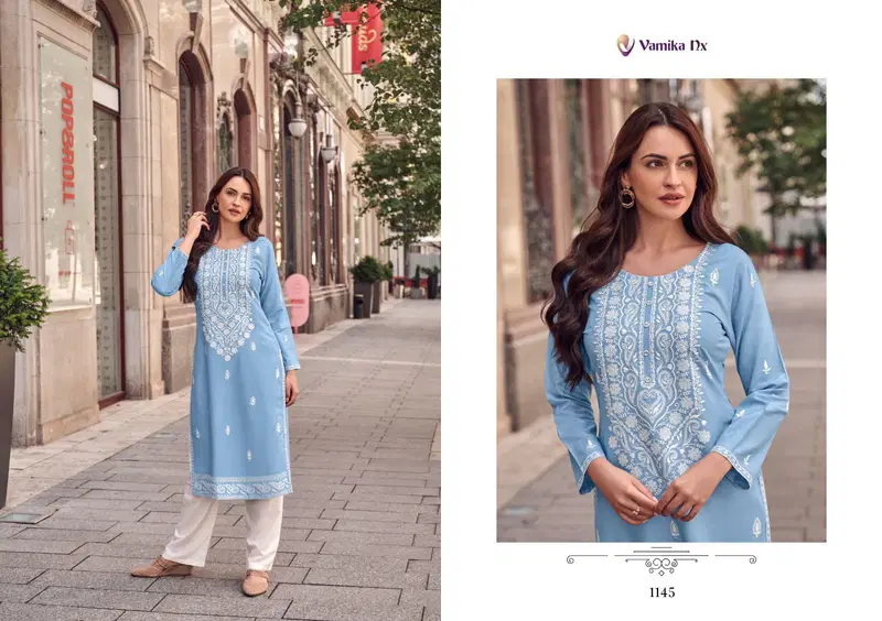 Rooh Vol 8 By Vamika Nx Rayon Viscose Lakhnawi Kurti With Bottom Wholesale Price In Surat
